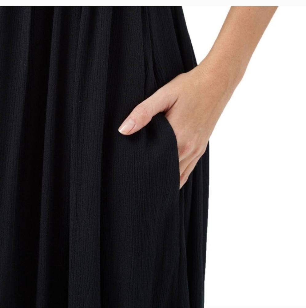 Frye Button Front Midi Maxi sleeveless casual summer Lounge Dress black new xl - Picture 3 of 7